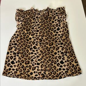 Entro Animal Print Ruffle Sleeve Blouse